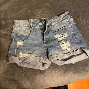 Aeropostale Blue Distressed Jean Shorts